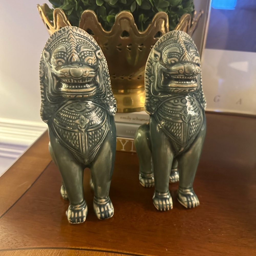 Celadon Foo Dog Pair